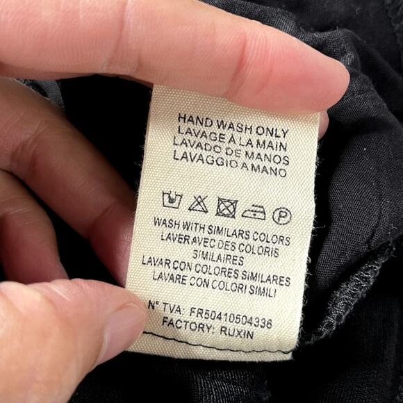 FRNCH Womens Small Black Alex Metallic Jumpsuit Tie Waist Faux Wrap Short Sleeve - Picture 13 of 13